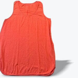 Brochu Walker Slub Knit Tank Top Airy Scoop Neck Sleeveless Coral Orange Small